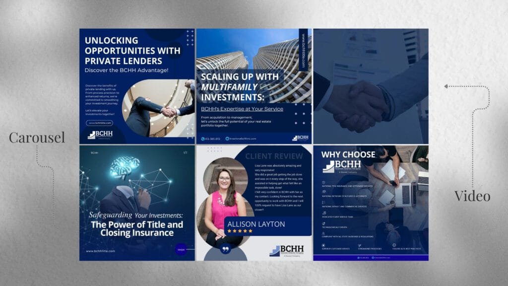 Real estate lender and title social media feed layout for BCHH