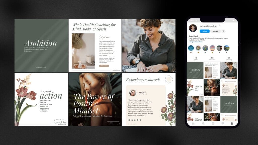 Positive mindset social media feed layout