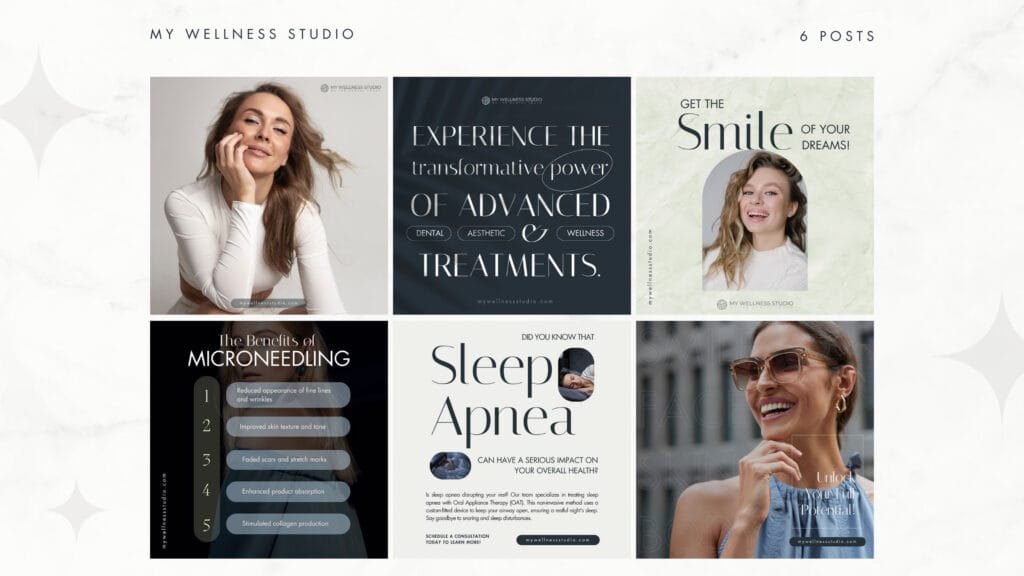 My Wellness Studio feed layout: advanced treatments and sleep apnea